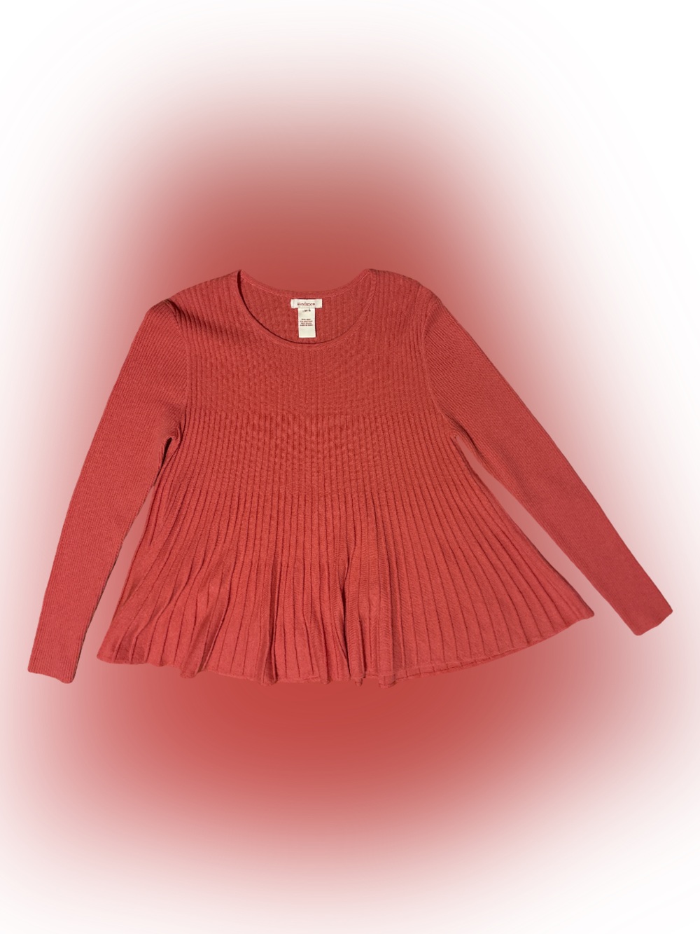 Sundance Ribbed Peplum Crew Sweater - Rust